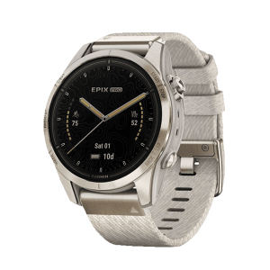 Часы Garmin epix Pro Gen 2 Sapphire Edition 42 мм, золотистый корпус с нейлоновым ремешком сливочного цвета
