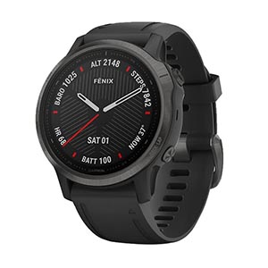 Умные часы Garmin Fenix 6S Sapphire серый DLC с черным ремешком